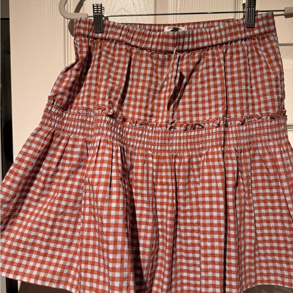 Madewell Gingham Checkered Skirt - Red and White